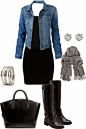 Black dress and denim jacket outfit | Fashion and styles