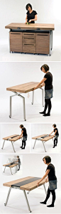 kitchen workspace converts to dining table . dornob.com/expandable-dining-table-doubles-as-compact-kitchen-island/#axzz2pJhZqwfS
