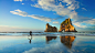 General 3840x2160 beach running women clouds rock rock formation sky