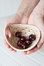 Berry Bowl with Handle - Small in Burlap Brown - Ceramic Colander. $24.00, via Etsy.