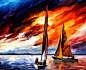 色彩与光的交融：调色刀创作的油画 - Leonid Afremov 油画系列