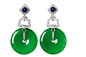 Poly Auction Hong Kong 保利香港拍賣有限公司. A JADEITE AND DIAMOND EARRINGS Each set with a "huaigu" shape jadeite with green colour and translucency, joined to a diamond hook, mounted in platinum, largest jadeite approximately 21.78 - 21.81 x 4.31mm. Acc