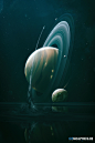 Mercurius : Artwork of the fictional gas giant "Mercurius" and its moons.