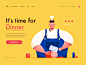 Cook order meat restaurant food dinner chef kitchen cooker cook animation character website web ui illustration