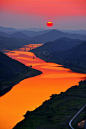 Atardecer sobre el Río Naranja en Korea