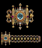  新哥特式教堂风格的手镯，欧泊海蓝宝石，红宝石。1845巴黎 ​​​​