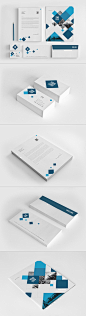 Modern Blue Squares Stationery : Modern blue squares stationery template.