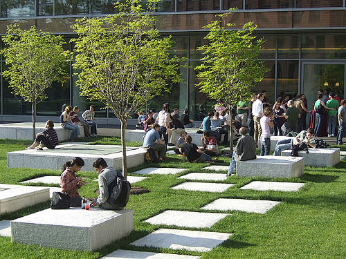 哈佛大学实验室前休憩绿地