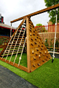 Jaw Dropping Playground Design :: Seriously! I'd love to have just this one climbing piece for Joy. She would be on it rain or shine! ***Diy for the pops!