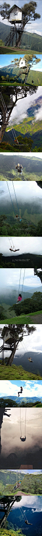#蜜月旅行#厄瓜多尔一座高达2666米的山顶上的秋千，被称为“世界尽头的秋千”，你有这个勇气坐上去吗？ 更多: http://www.lovewith.me/share/detail/all/30461