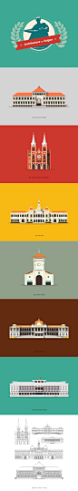 Saigon Landmarks : Illustrations of some of the most iconic landmarks in Saigon.