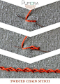 Pumora's embroidery stitch lexicon: twisted chain stitch tutorial: 