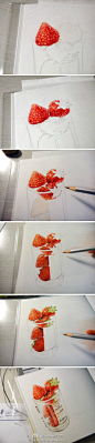 彩色铅笔画 草莓 教程