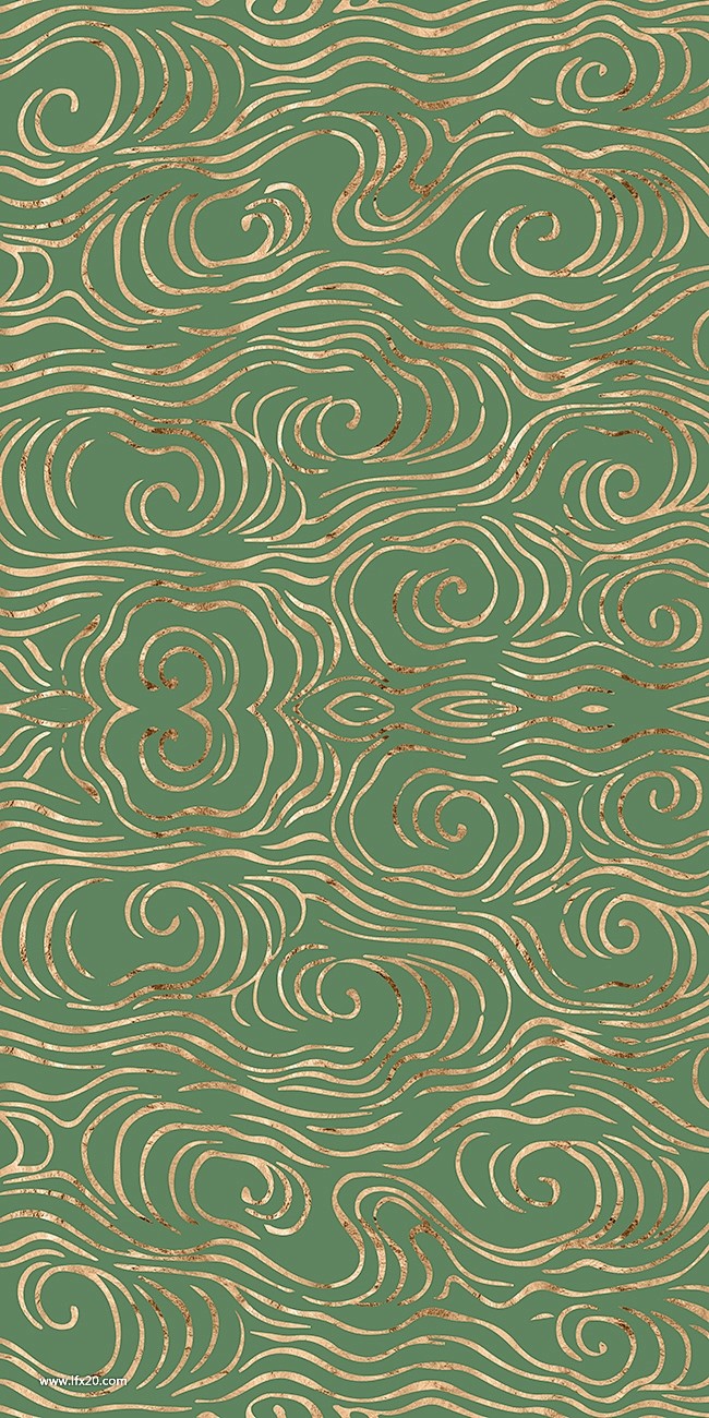 绿色和玫瑰金波浪海