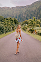 Tropical print & straw backpack | Hawaii