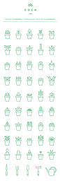 Succulent icon set | free download : Green succulents icon set for free download. Made with love to cactus and hand painted flower pots made by projekt EDEN 