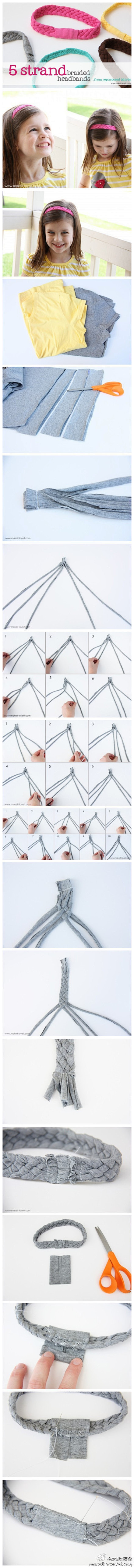 就T恤改造的发带~~>>>更多有趣内容，...