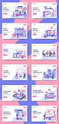 Illustrations : 12 Illustration beautifully made for website pages. Concept in vector .Ai and .EPS 10 file. Suitable for website pages, click preview button to view all 12 illustrations. Like, comment and follow to see more updates from us!