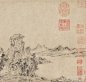 #山水画#【 元 赵原 《仿燕文贵山水图》 】卷，纸本，24.9×77.5cm，大都会艺术博物馆藏。 赵原，生卒不详，元末明初画家。善诗文书画，明洪武初奉诏入宫，因所画不称旨而被杀。擅山水，远师董源，进法王蒙，善用枯笔浓墨。