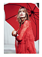 Julia Stegner models Erdem lace dress with James Smith & Sons umbrella