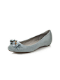 灰蓝色花朵舒适平底鞋