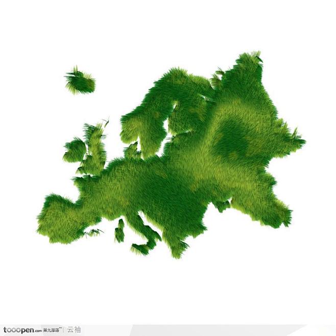3D概念图片-绿色欧洲板块