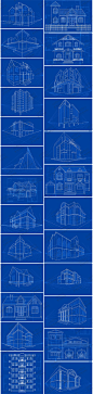 AI0067#线稿线描手绘房屋 建筑 立体装修效果蓝图 AI矢量素材-淘宝网