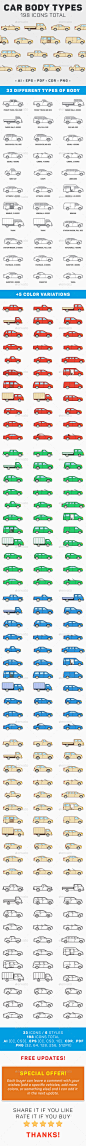 33 Car Body Types Icon Set - Objects Icons