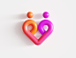 Couple / Relationship / Heart 3D Logo cinema 4d render 3d art gradient modern tech app together man woman soulmate match dating date connection group couple love passion people human for sale unused buy branding brand identity logo mark symbol icon