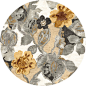 Transitional Floral Pattern Gray /Black Wool/Silk Tufted Rug - BL65, 8'RD transitional-area-rugs