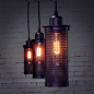 【KC灯具】工业风复古单头吧台餐厅灯 酒吧咖啡厅金属网创意吊灯