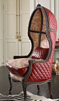 Victorian leather and toile 'Balloon Chair': 