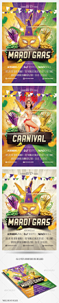Mardi Gras Carnival Flyer Template - Clubs & Parties Events