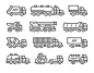 Set line icons of trucks