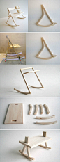 木摇椅, rock chair。板凳儿也可以设计成摇椅，不用钉，适合动手DIY, via http://t.cn/zY2XJ9Z