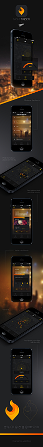 Night Finder App : iOS 7 redesign exercise of a project I participated last year for Miller Genuine Draft (MGD).