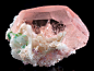 pyrrhic-victoria:

A rare mix of minerals.
Morganite, Tourmaline, Cleavelandite and Lepiodite 
