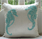 Sea Horse Decorative Pillow Cover, Aqua - Tropical - Pillows - Amazon