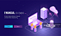 3D isometric view of database or server for computer network connection concept responsive landing page design._创意图片