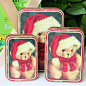 七夕节礼物红色圣诞泰迪熊铁盒三件套 创意礼品 zakka 杂货