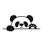 Premium Vector | Cute panda paws up over wall, panda face cartoon icon