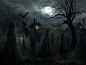 General 1280x960 Halloween raven fantasy art Moon scarecrows night