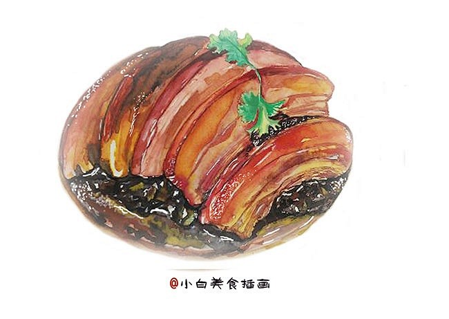 小白美食插画 手绘 水彩