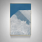 新品 现代简约客厅背景墙竖版三拼抽象立体雕刻砂岩装饰画 雪山