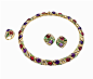 黄金Naturalia项链，镶嵌粉红色碧玺、紫水晶、橄榄石及钻石，创作于1991年