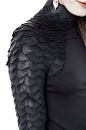 Scale sleeve detail with layered chiffon & leather applique - sewing; textured embellishment; fabric manipulation // Gracia: 
