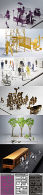 日本Terada Mokei工作室出品的纸质建筑模型配景，建筑师必备。 via: http://t.cn/arqH4O