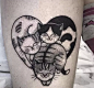 个性十足的心形纹身图案 动物猫纹身图案