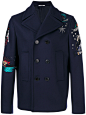 Valentino tattoo embroidered peacoat