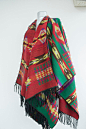 土耳其设计师Ebru 羊毛红绿异域流苏边斗篷围巾超大双面披肩 刚果-淘宝网